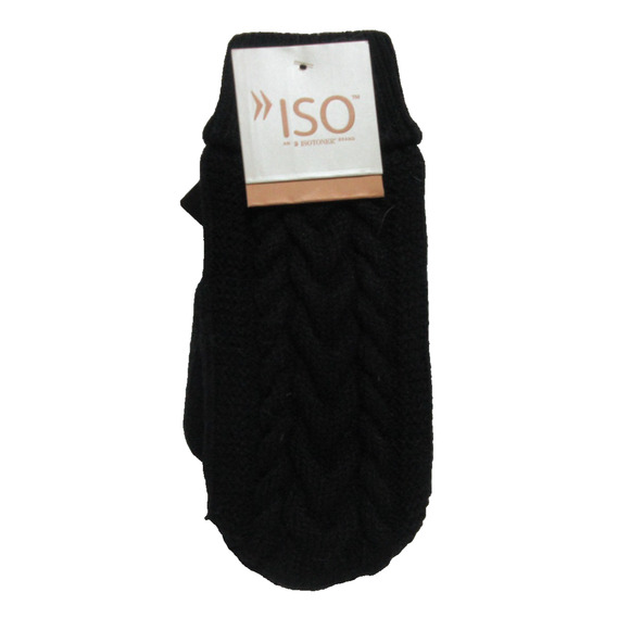 Women's Cable Knitted Soft Insulated Ultra Isotoner Black Mittens Gloves New - Picture 1 of 6